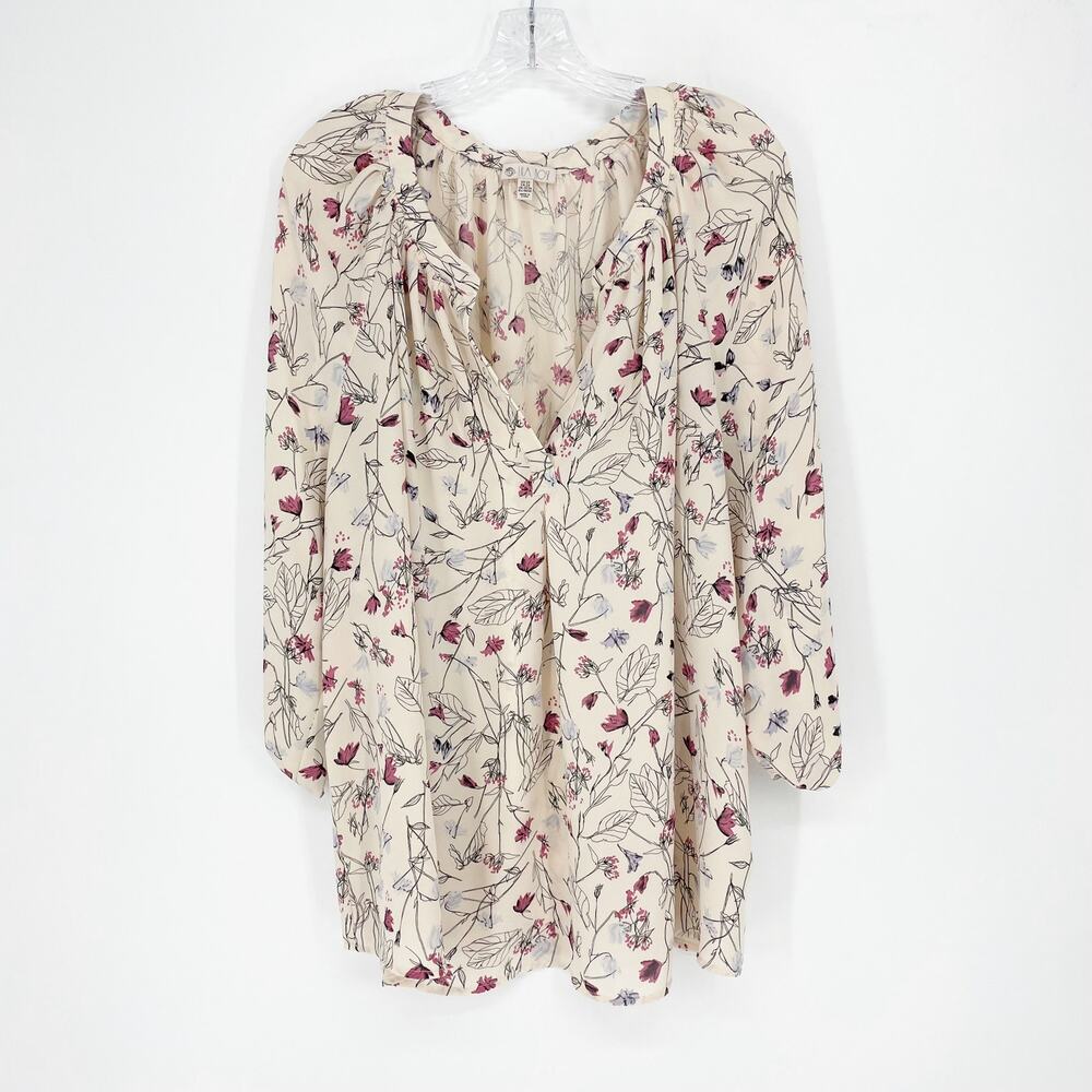 Lila Rose Long Sleeve Split Neck Floral Top Size 2X - Picture 1 of 7
